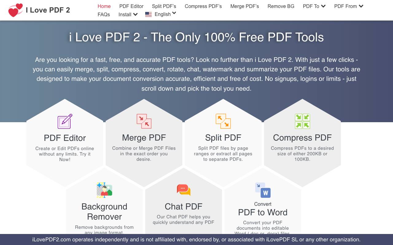 ILovePDF2 website preview