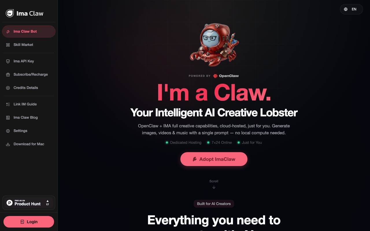 Ima Claw website preview