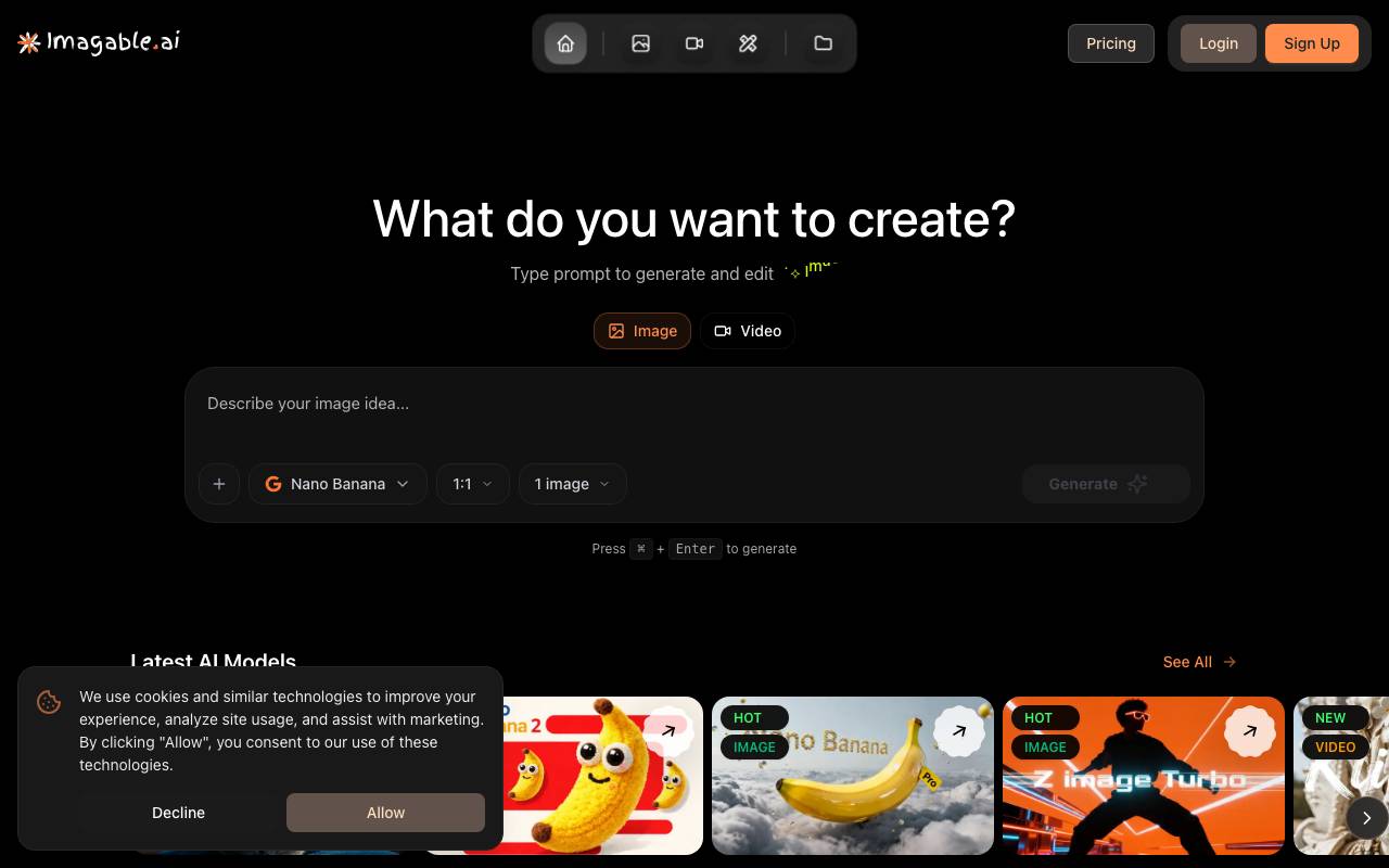 Imagable AI website preview