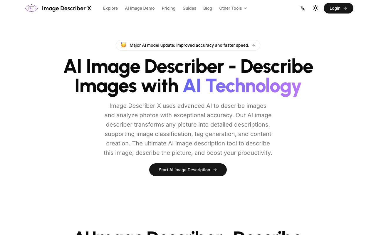 Image Describer X website preview