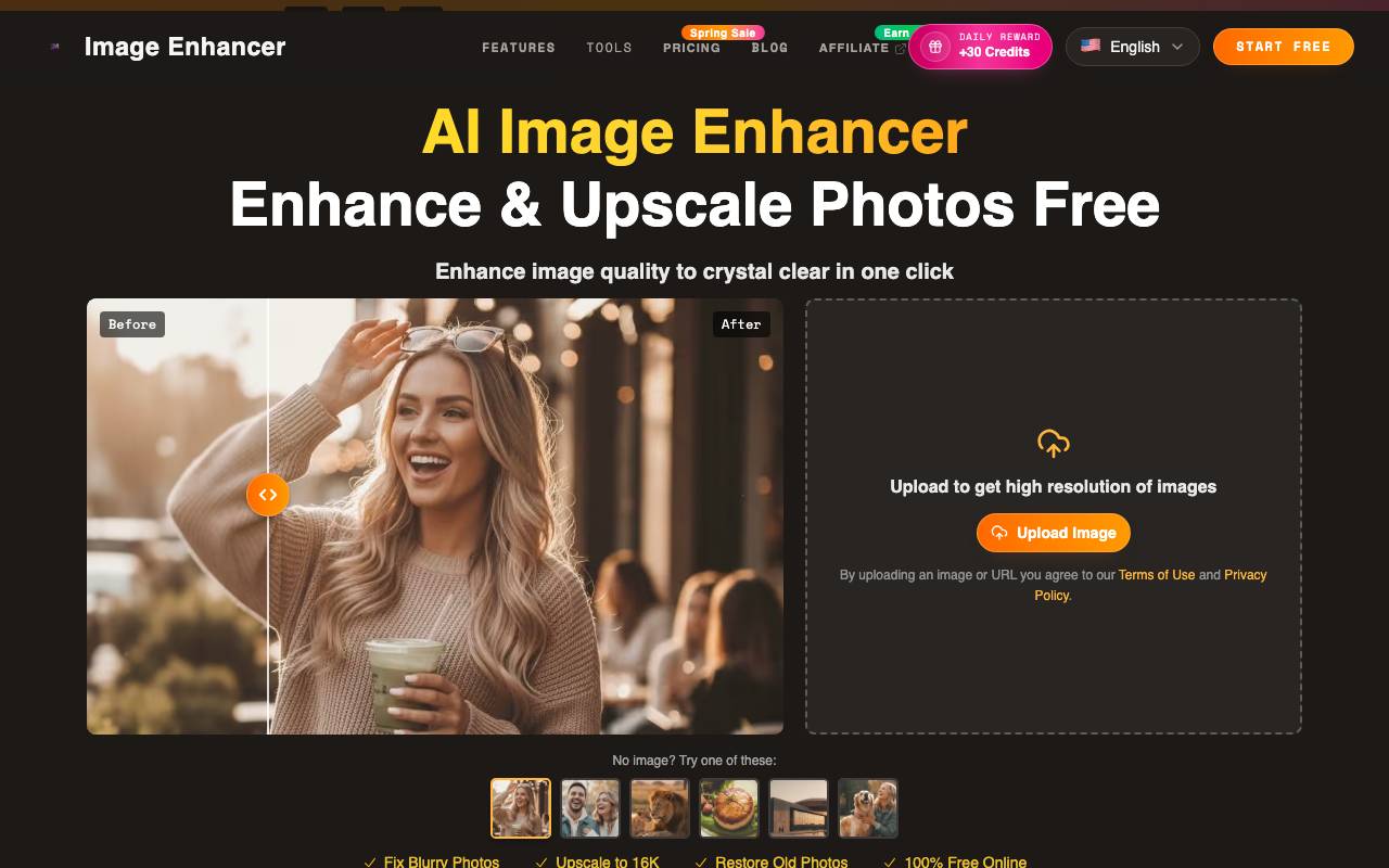 Image Enhancer website preview