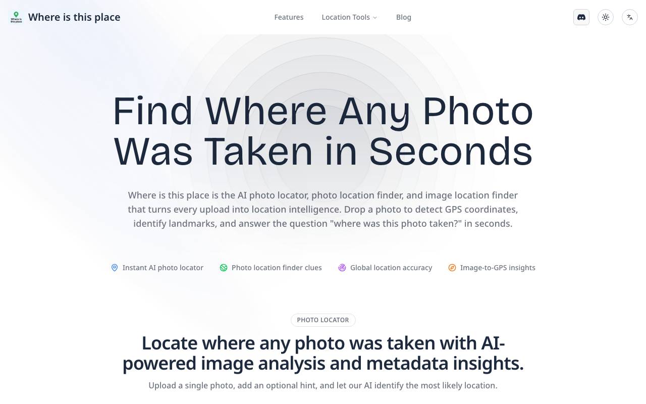 Image Location finder website preview