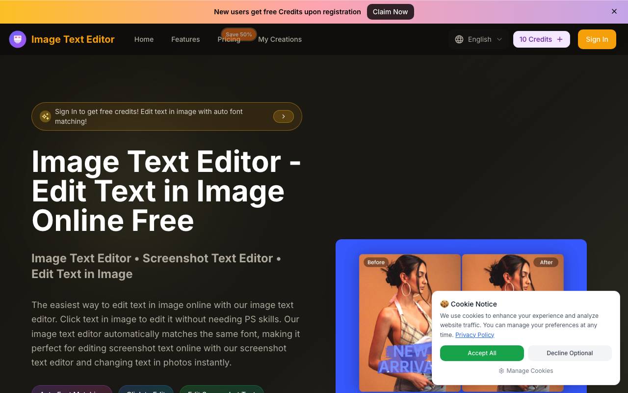 Image Text Editor website preview