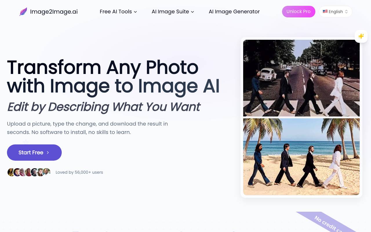 Image to Image AI website preview
