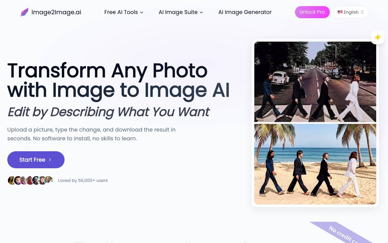 Image to Image AI Generator website preview
