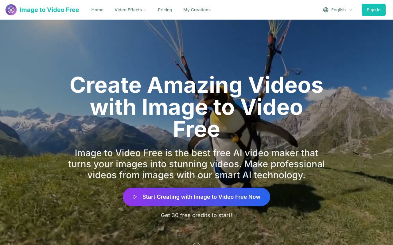 Image to Video Free website preview