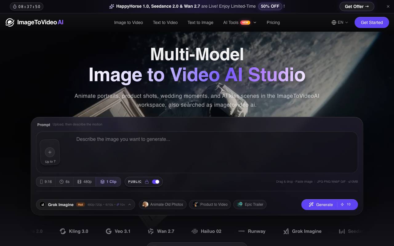 imagetovideoai website preview