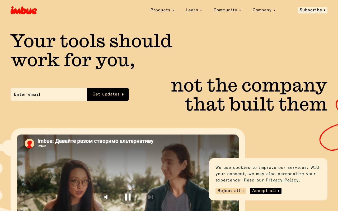 Imbue website preview