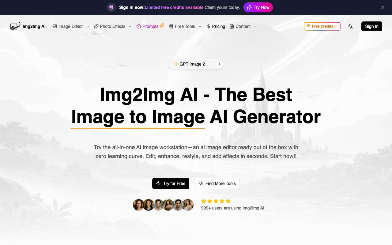 Imgtoimg AI website preview