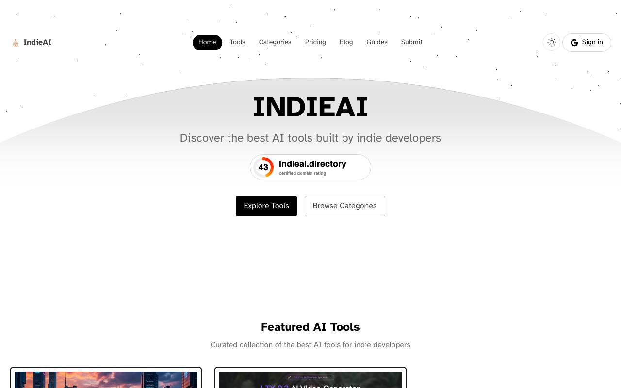 IndieAI website preview