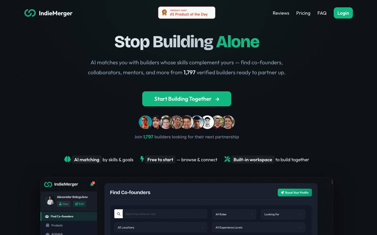 IndieMerger website preview