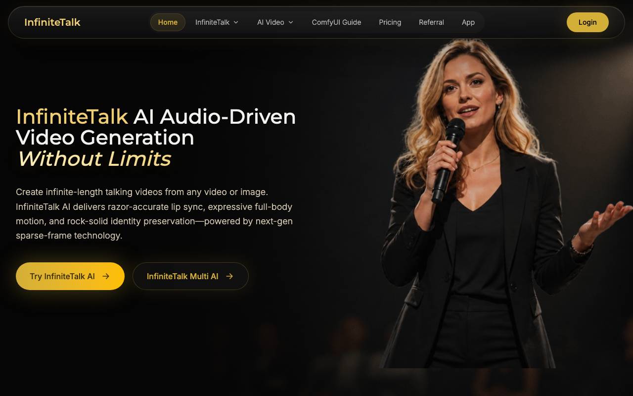 InfiniteTalk AI website preview