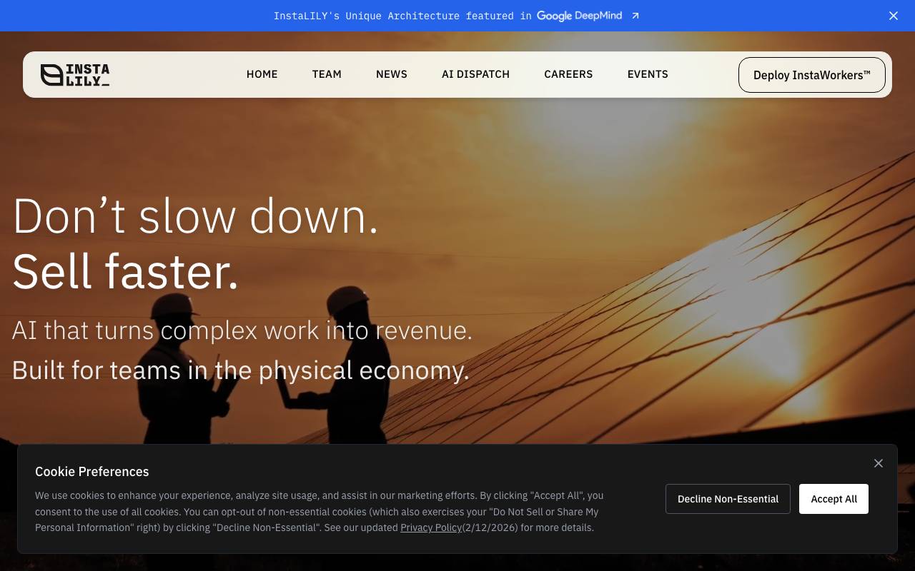 InstaLILY AI website preview