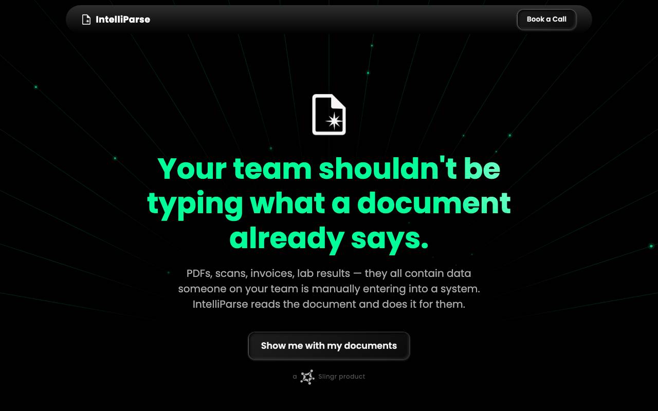IntelliParse website preview