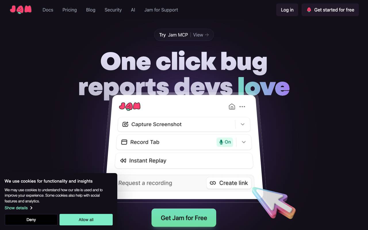 Jam website preview