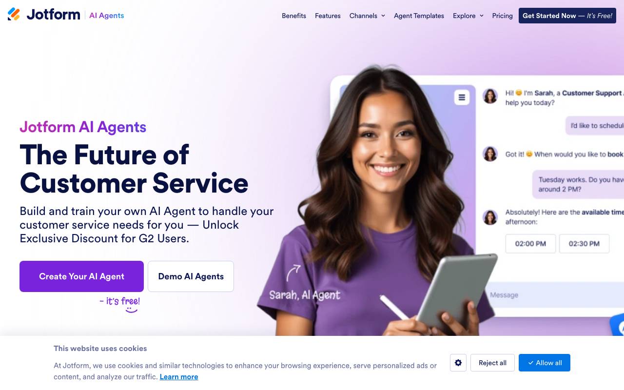 Jotform AI Agents website preview