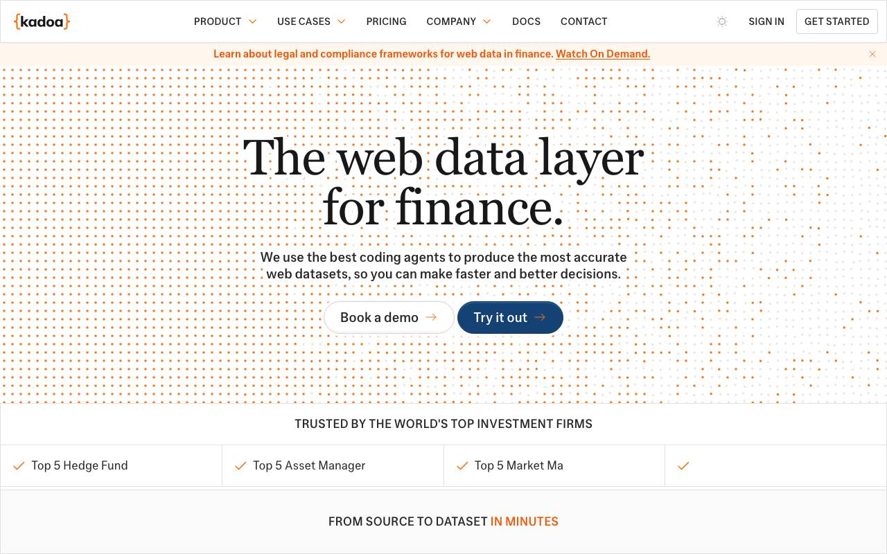 Kadoa website preview