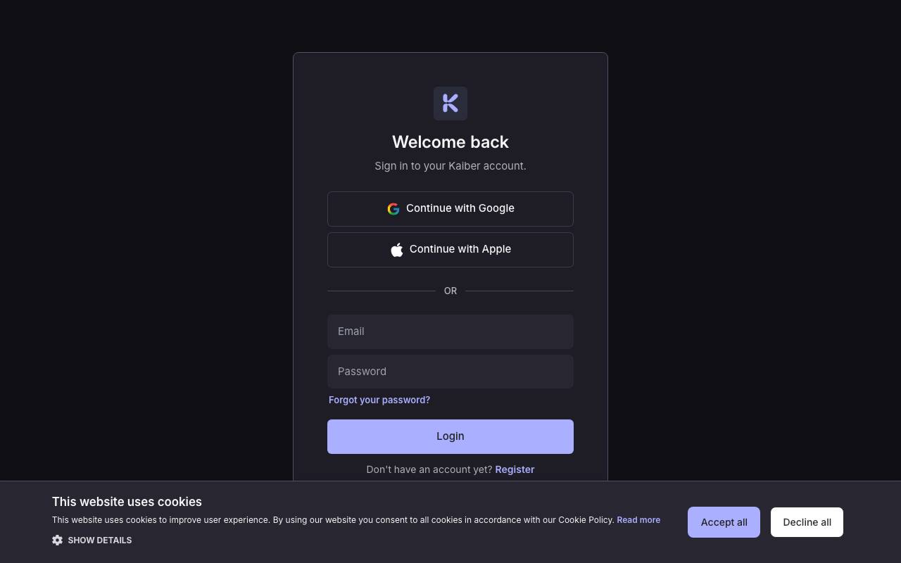 Kaiber website preview