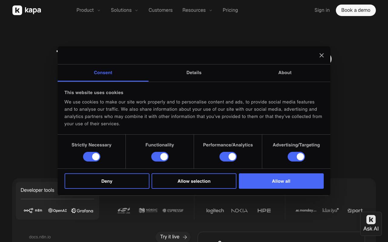 kapa.ai website preview