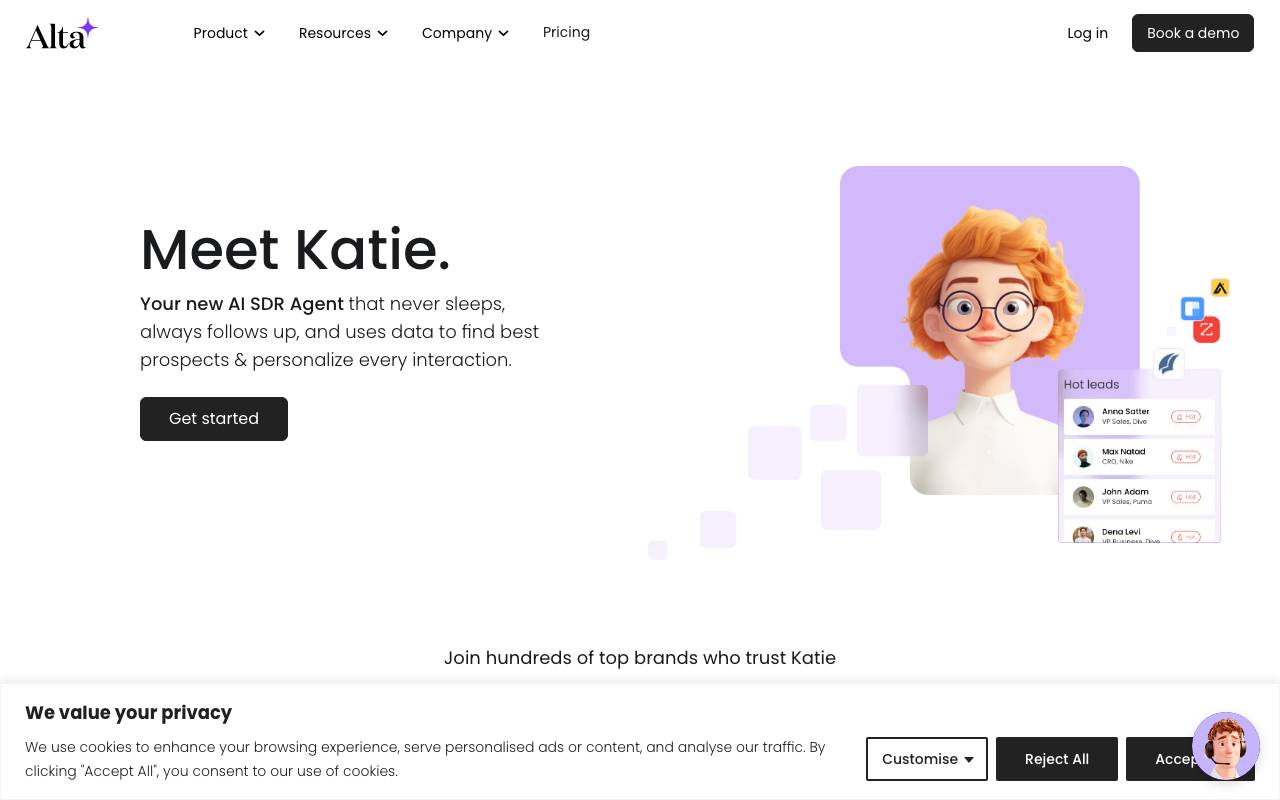 Katie AI SDR website preview