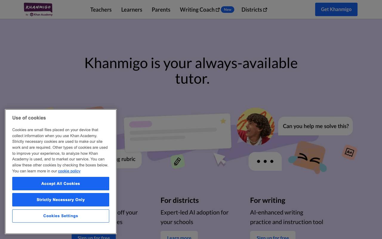 Khanmigo (Khan Academy) website preview