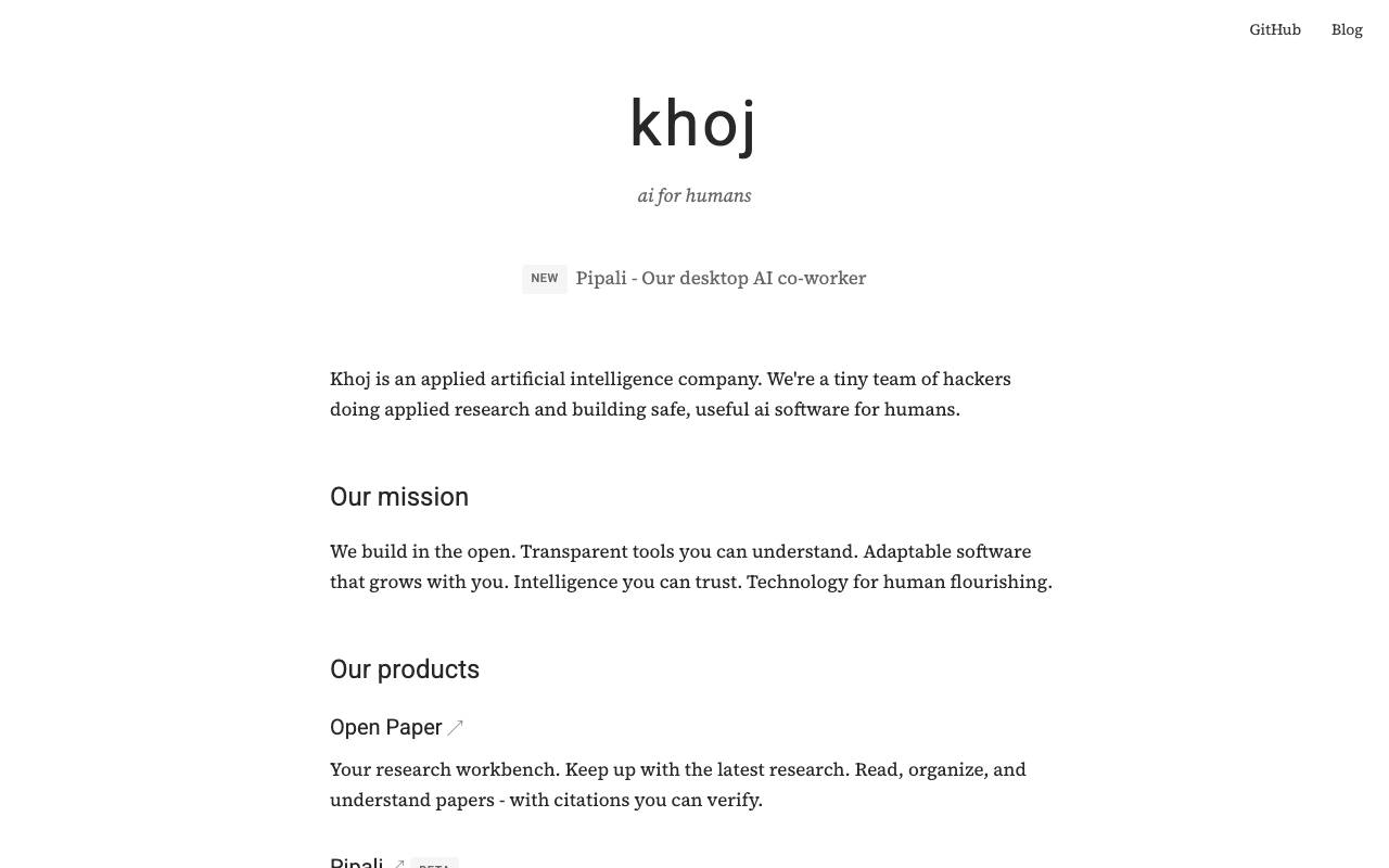 Khoj website preview