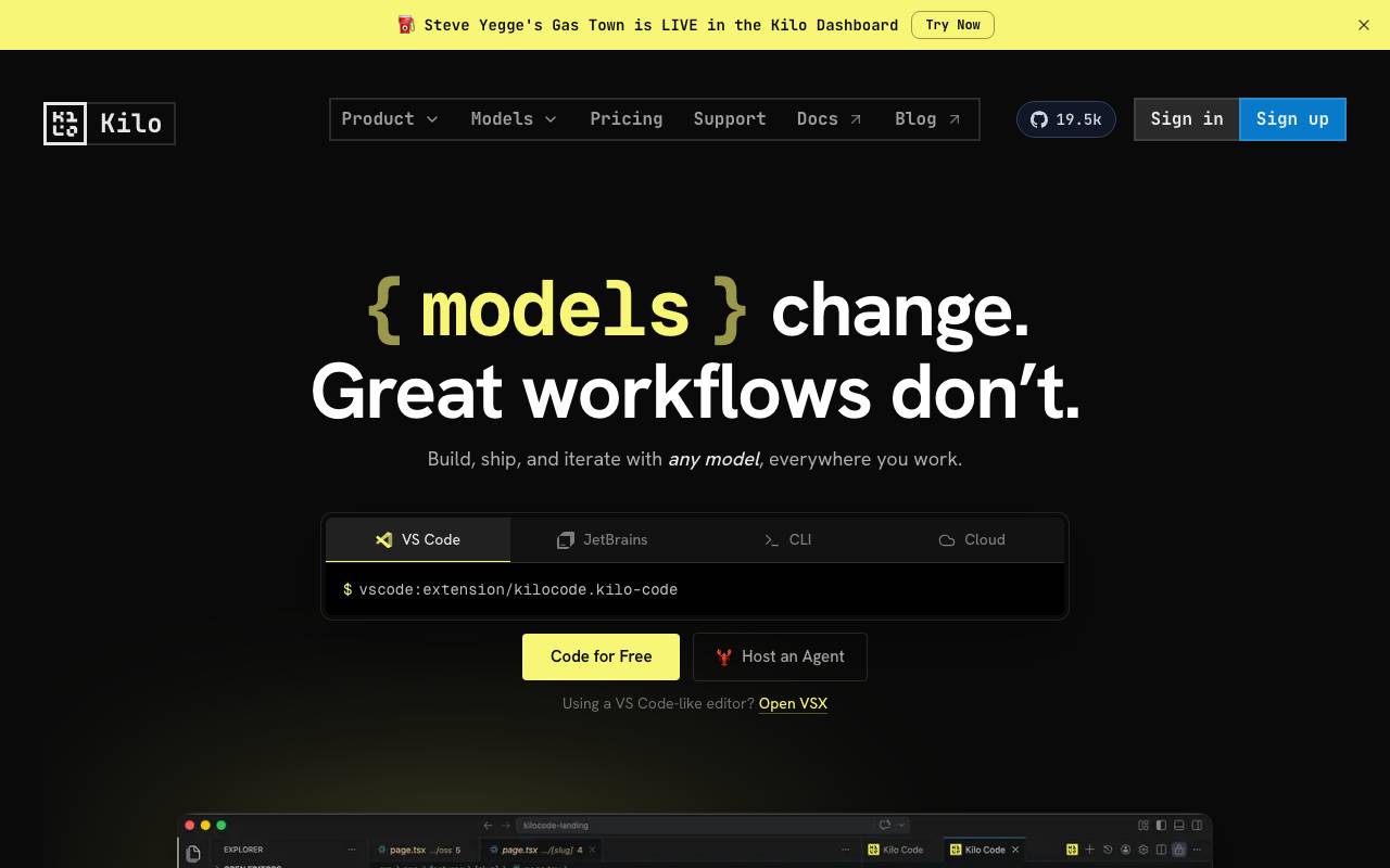 Kilo Code website preview