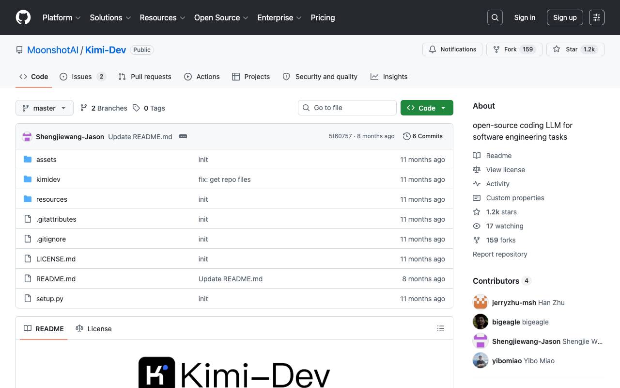 Kimi‑Dev website preview