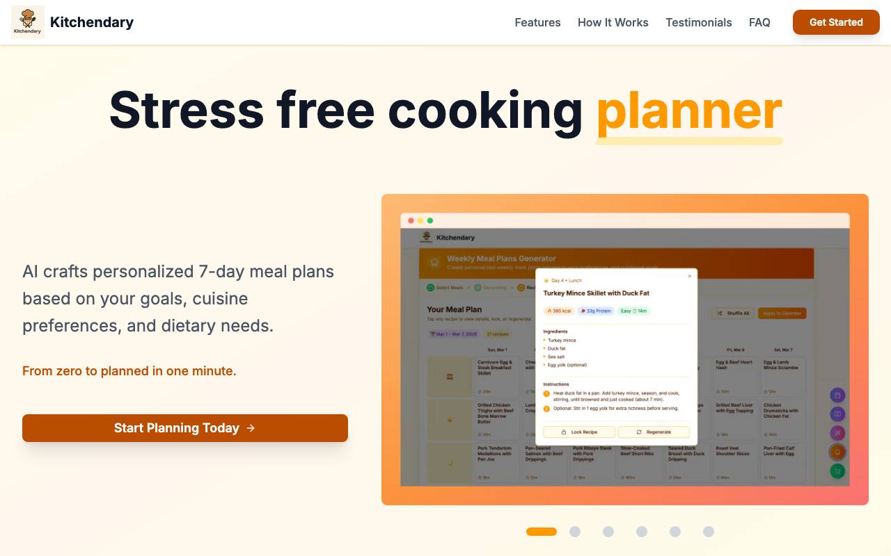Kitchendary website preview