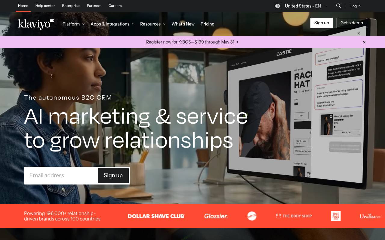 Klaviyo website preview