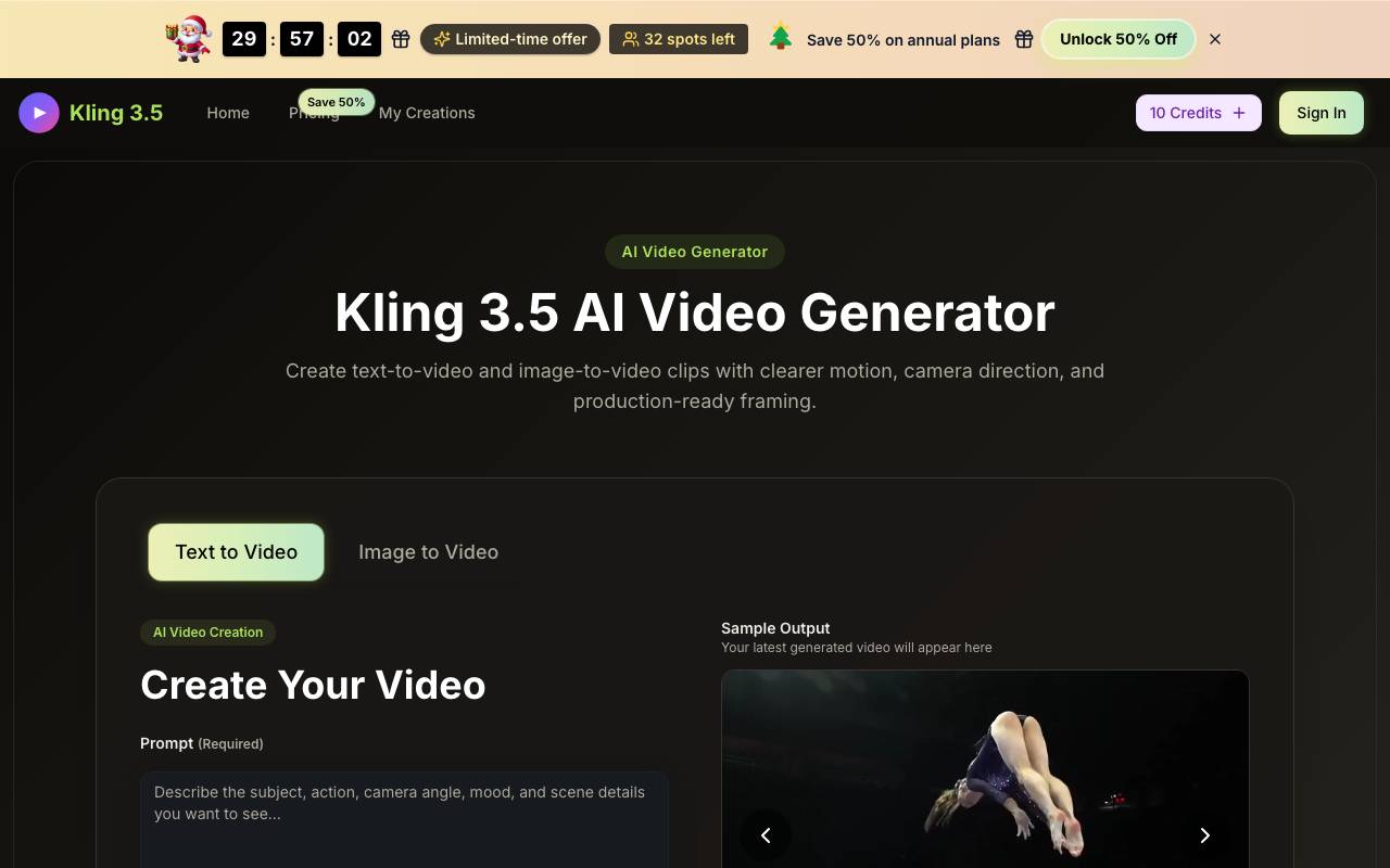kling 3.5 website preview