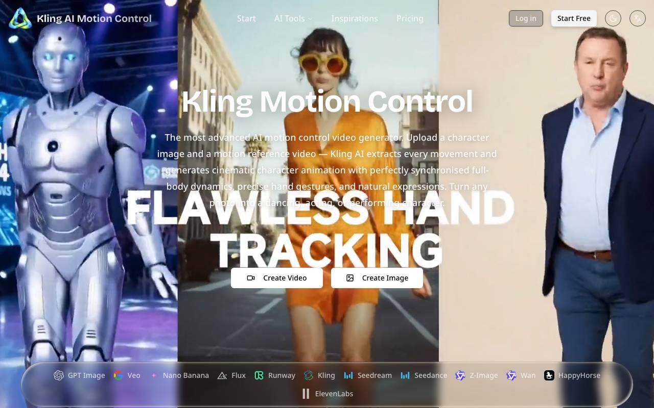 Kling AI Motion Control website preview