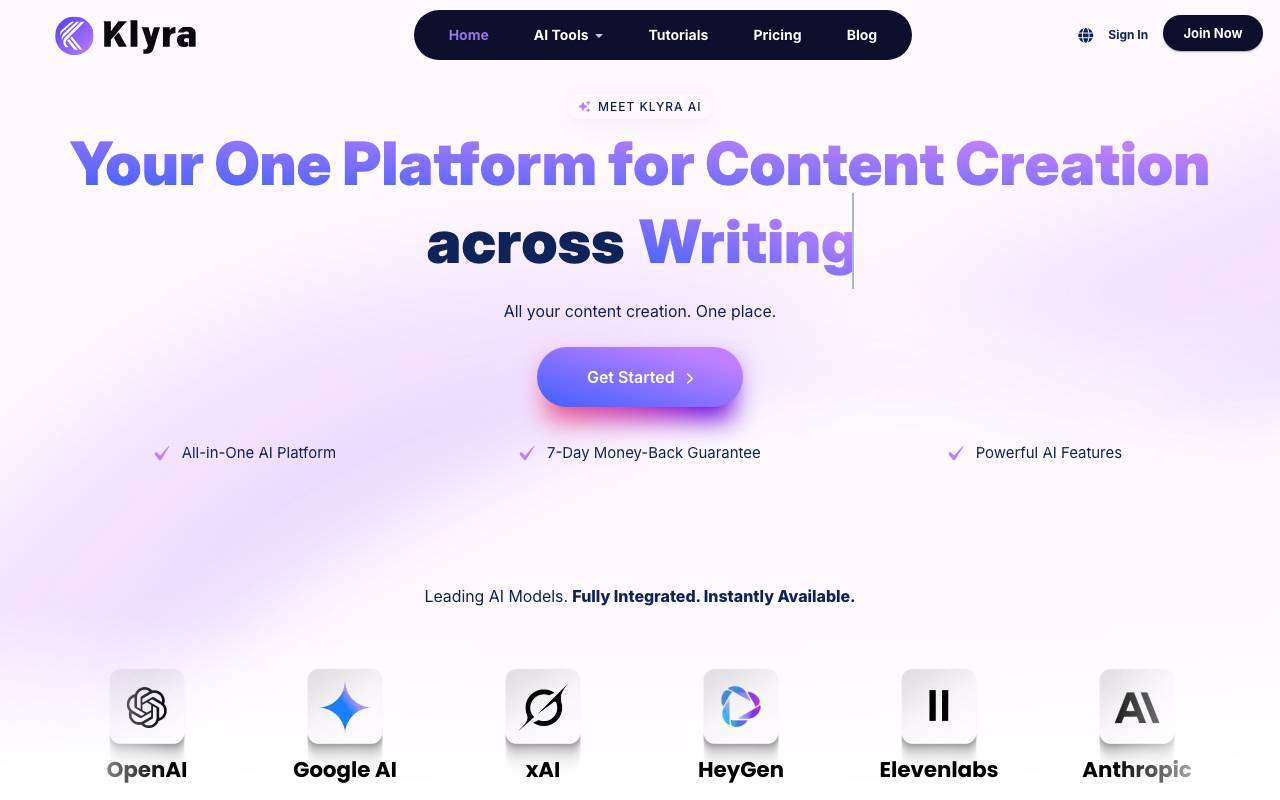 Klyra AI website preview