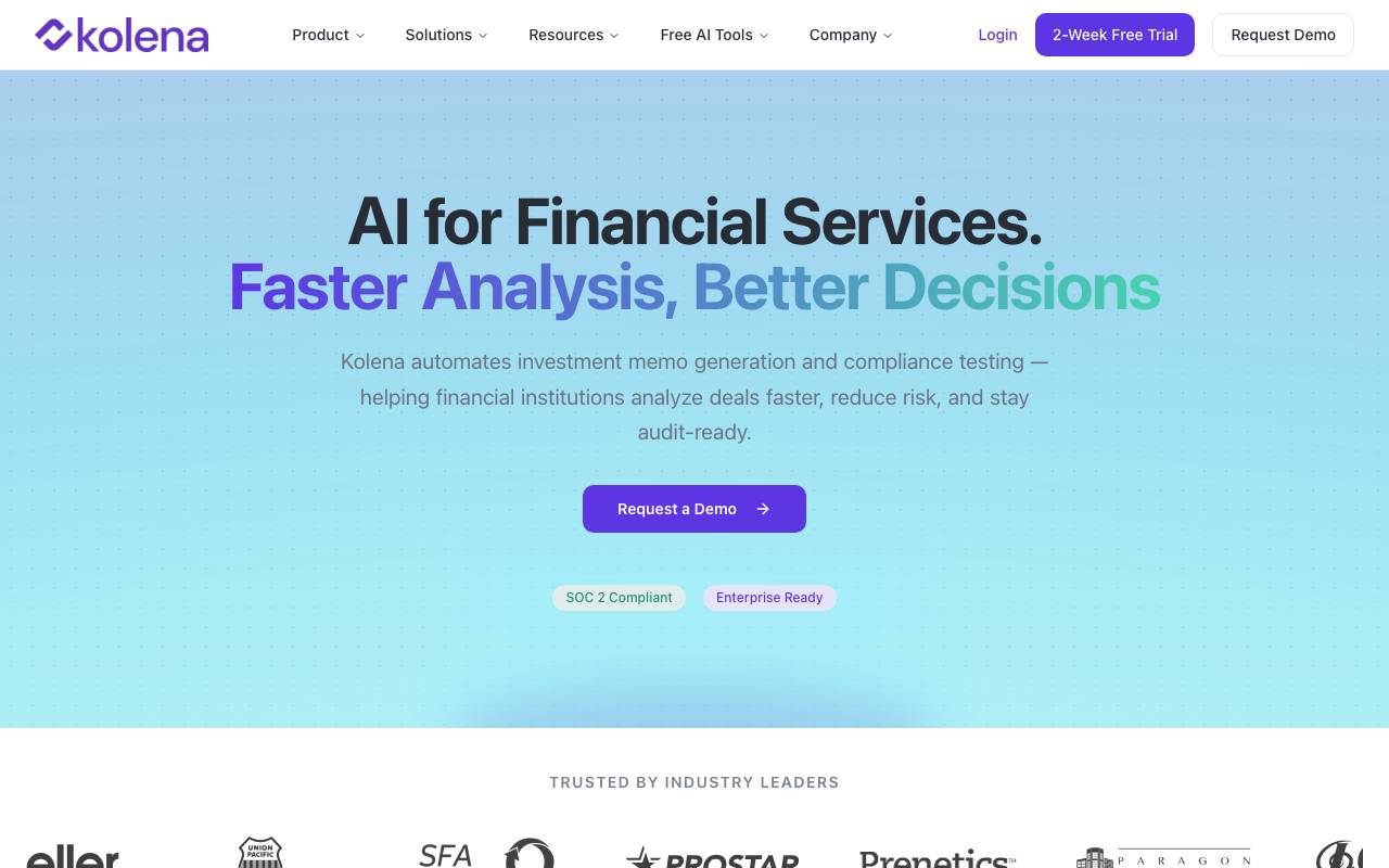 Kolena Finance AI website preview