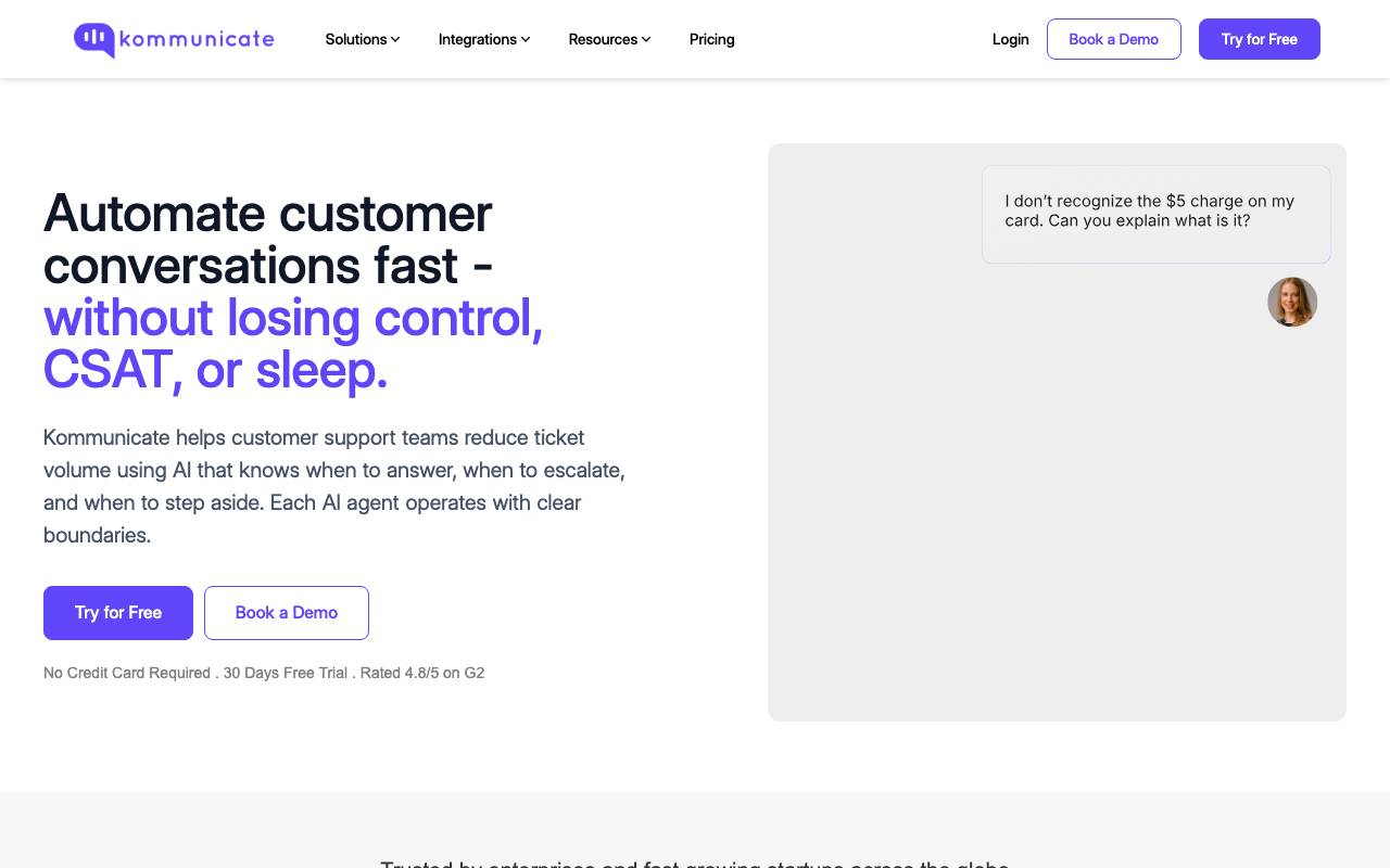 Kommunicate website preview