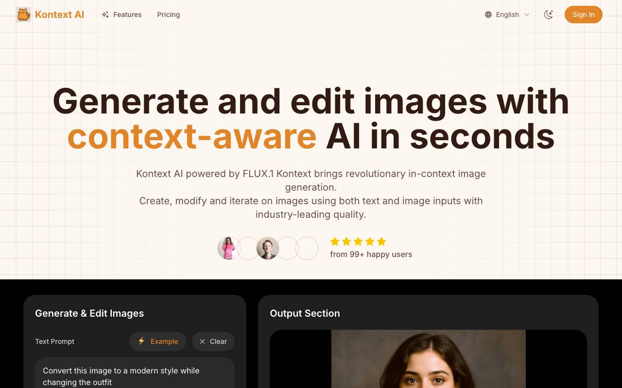 Kontext AI website preview