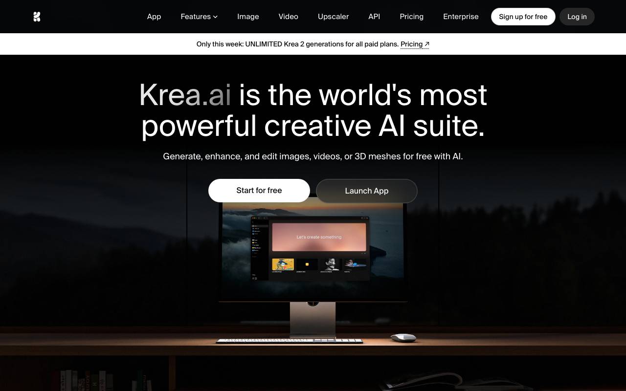 Krea AI website preview