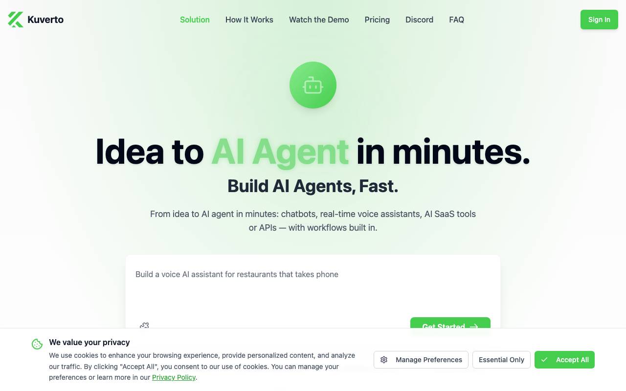 Kuverto AI website preview