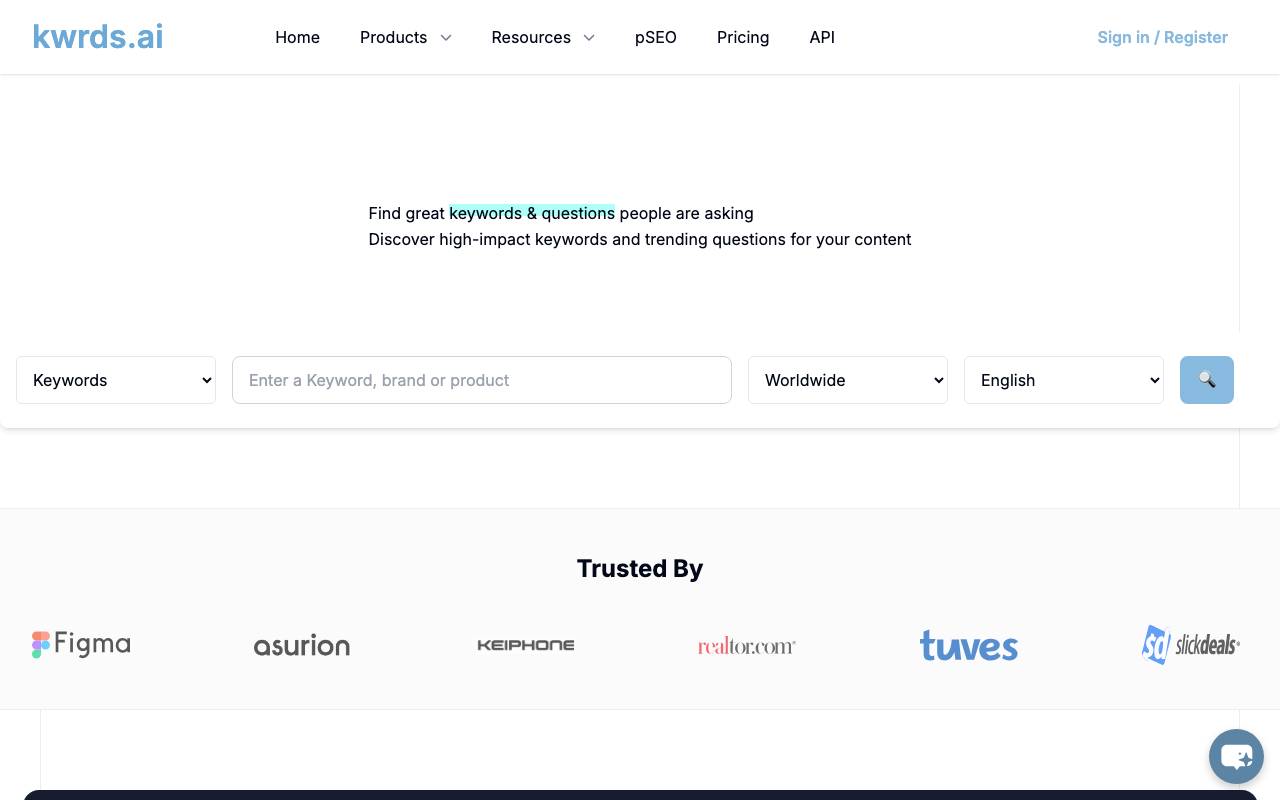 kwrds.ai website preview