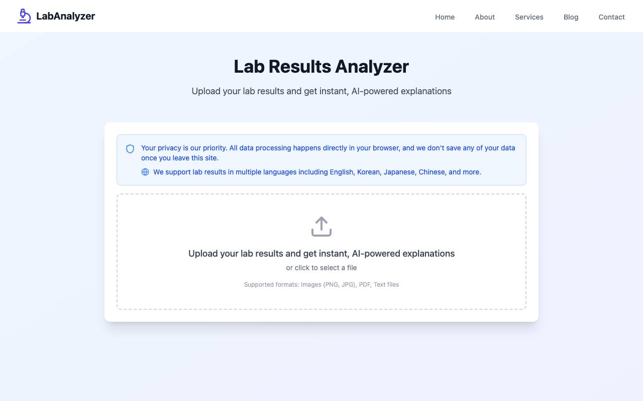 LabAnalyzer website preview