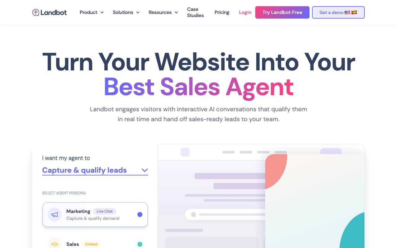 Landbot website preview