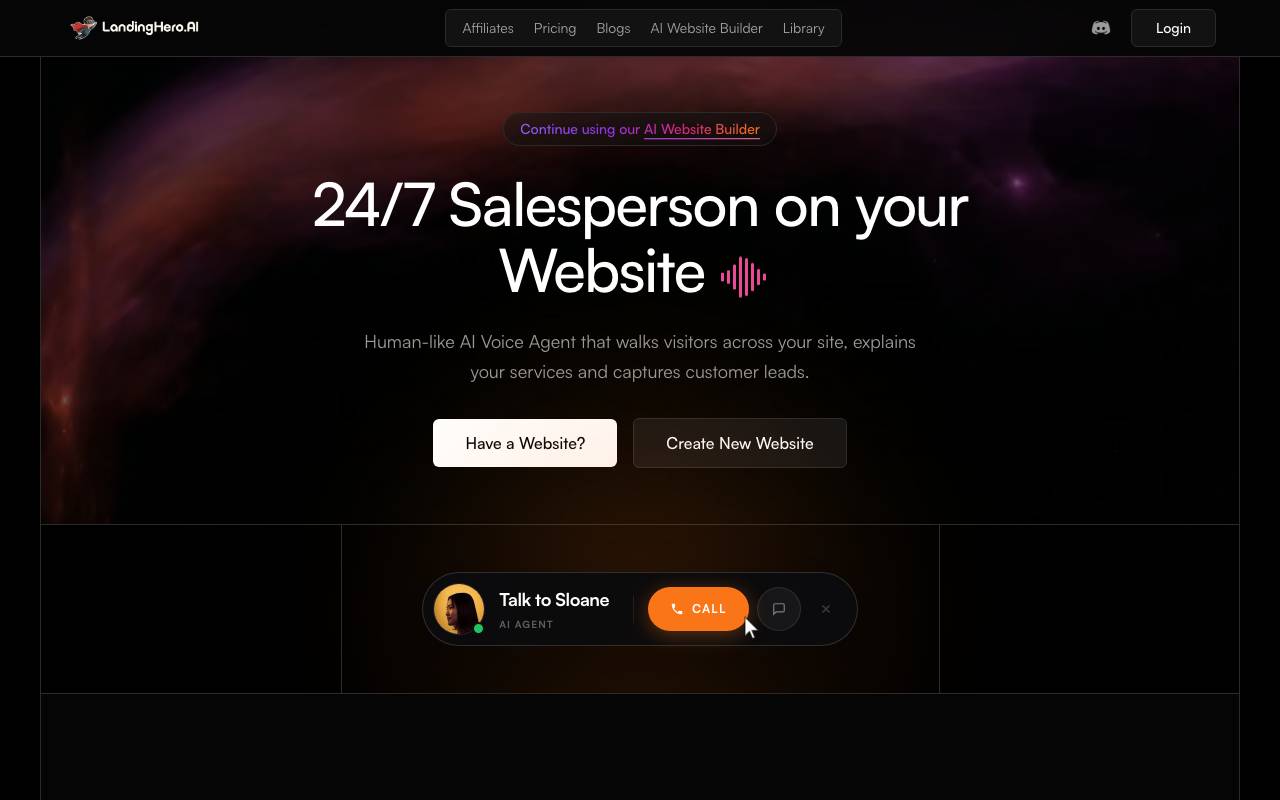 Landinghero.ai website preview