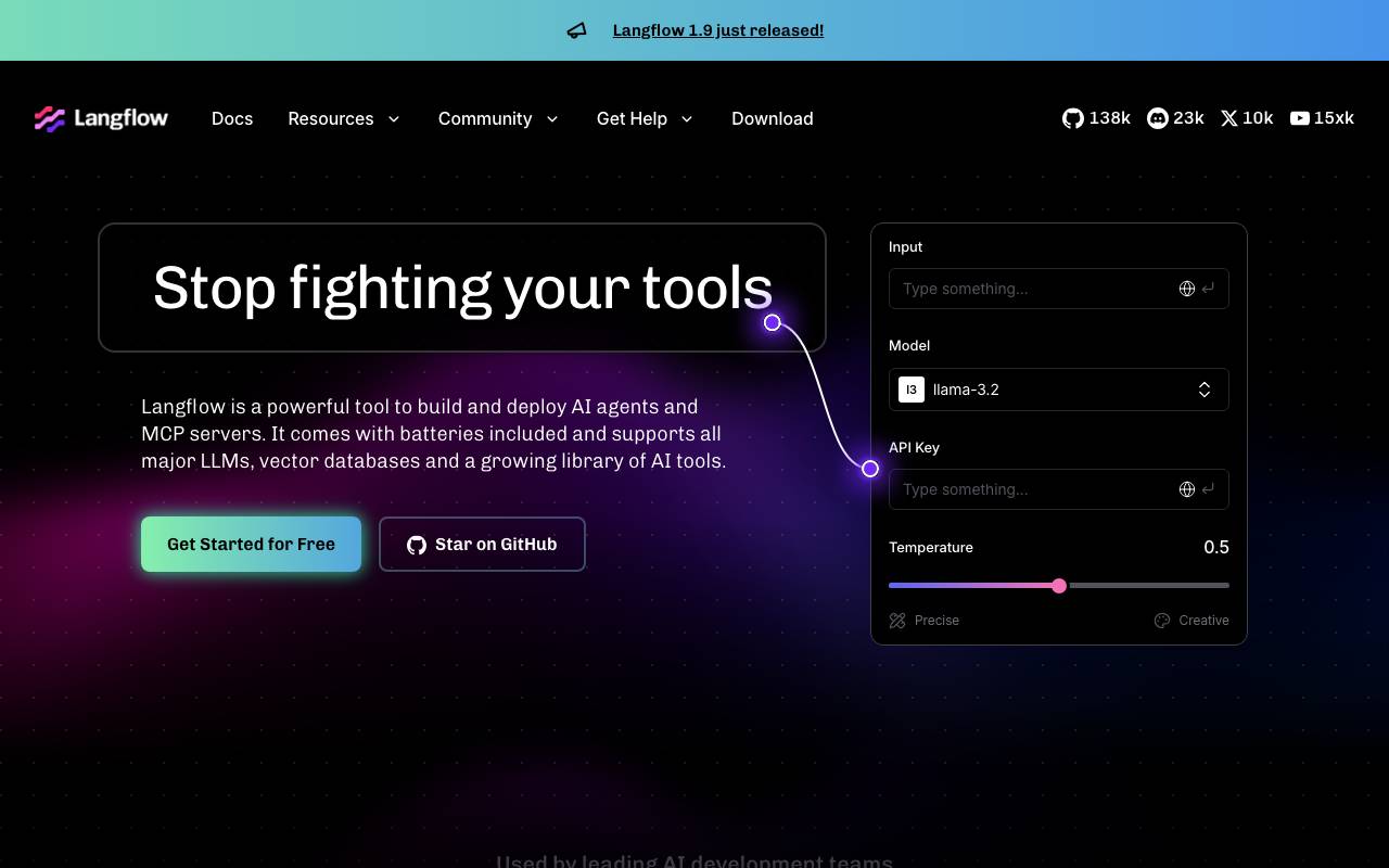 Langflow website preview