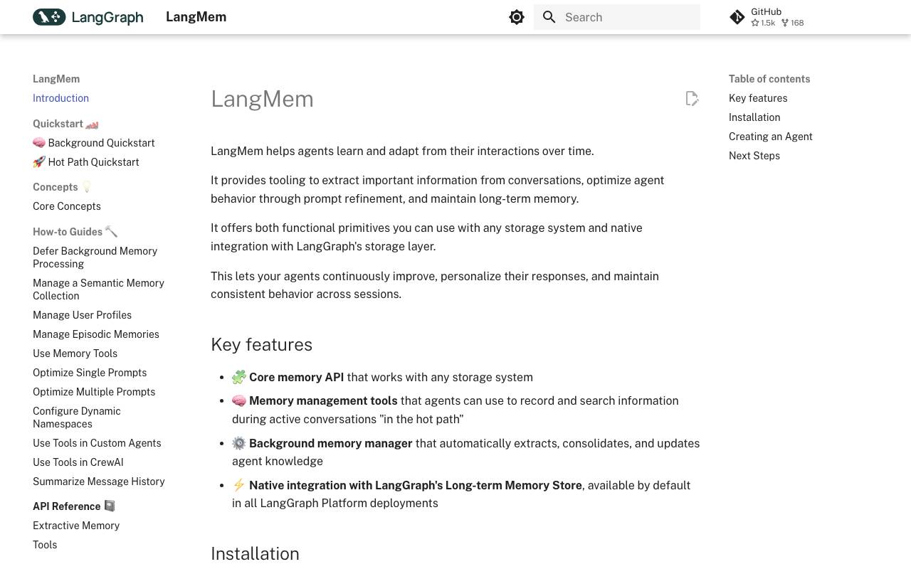 LangMem website preview
