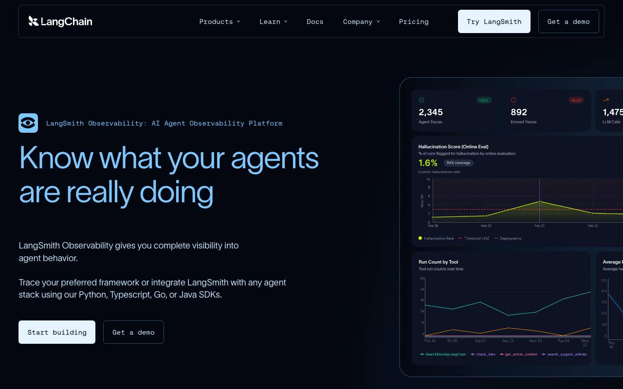 LangSmith website preview
