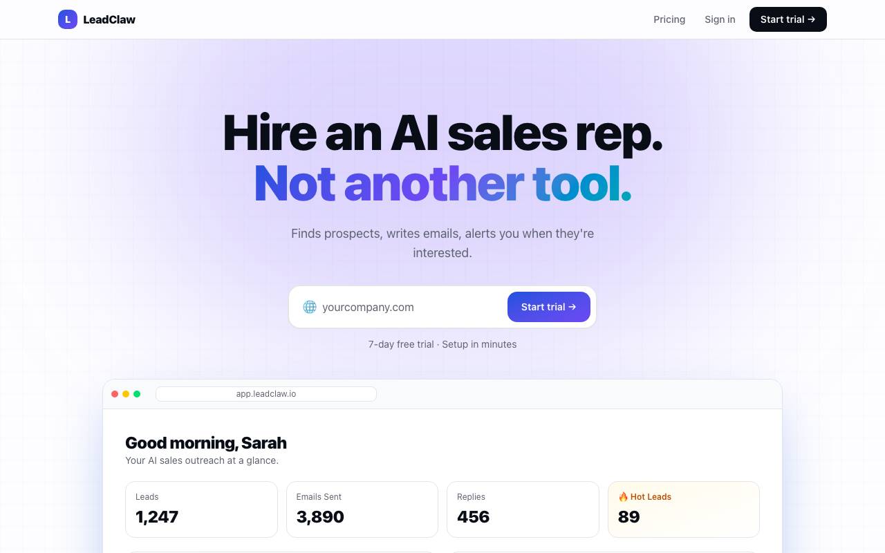 LeadClaw website preview