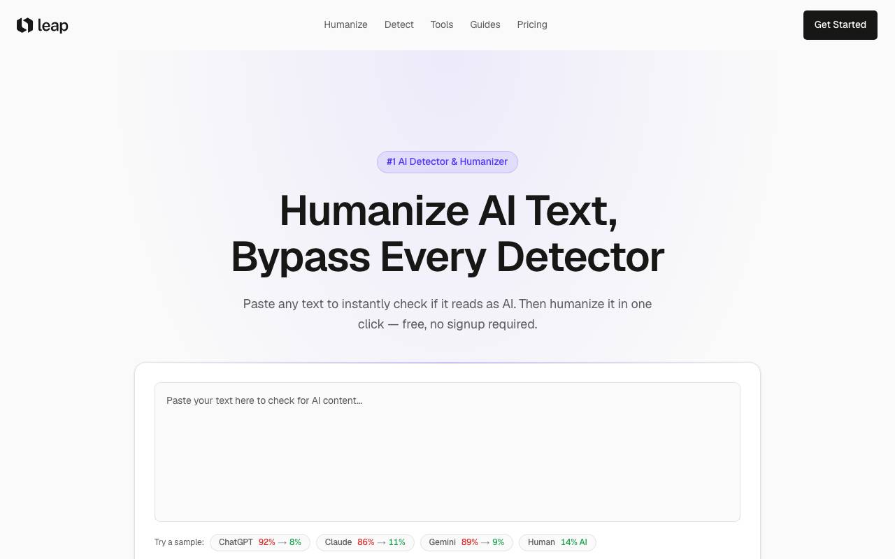 Leap AI website preview