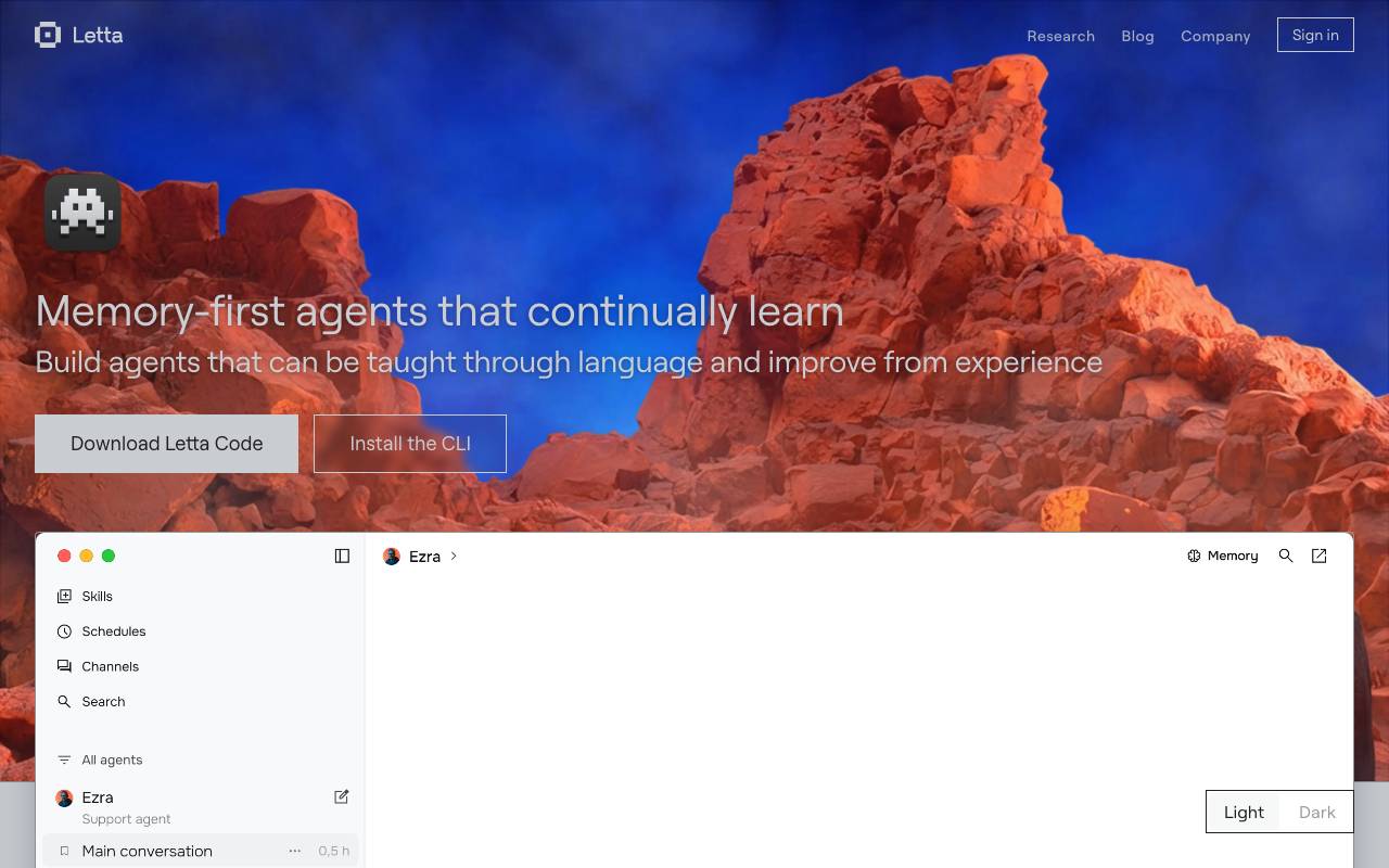 Letta AI website preview