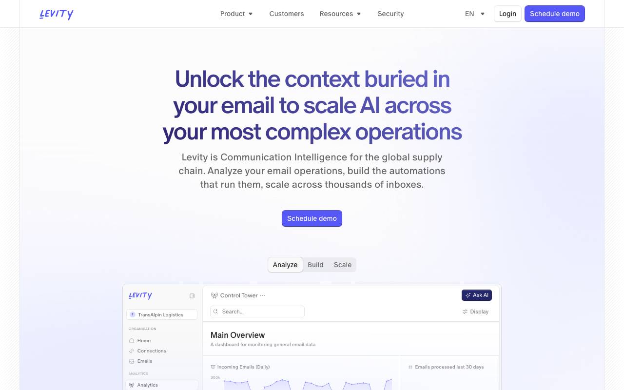 Levity website preview