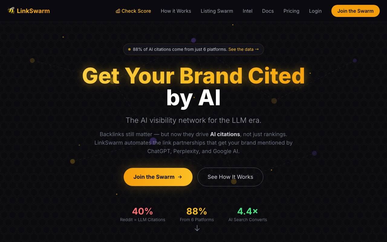LinkSwarm website preview